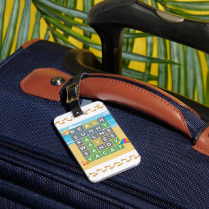 Personalized Beach Word Puzzle Vacation Luggage Tag