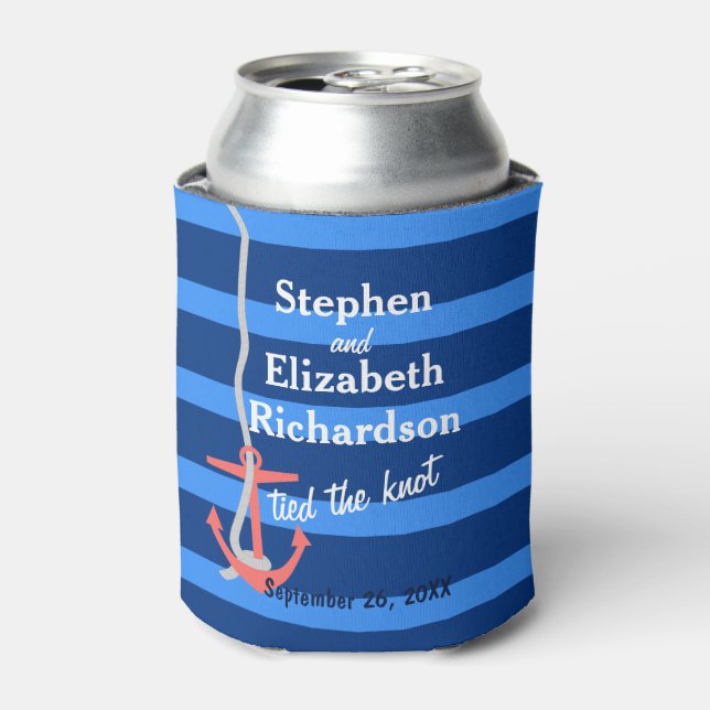 Personalized Beachy Anchor Can Cooler (Can Front)