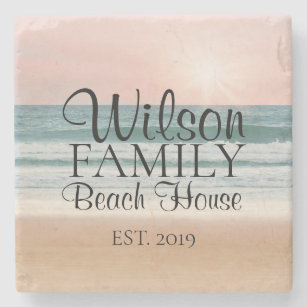 Personalized Beachy Seaside Costers Stone Coaster