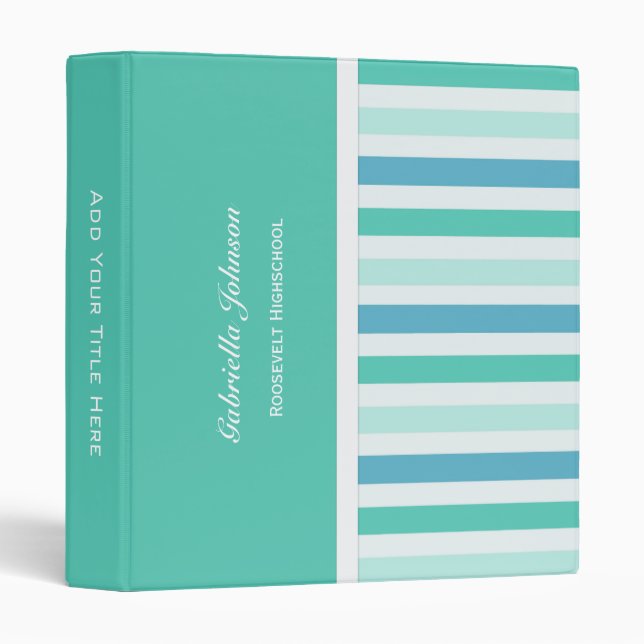 Personalized:  Beachy Striped Binder (Front/Spine)