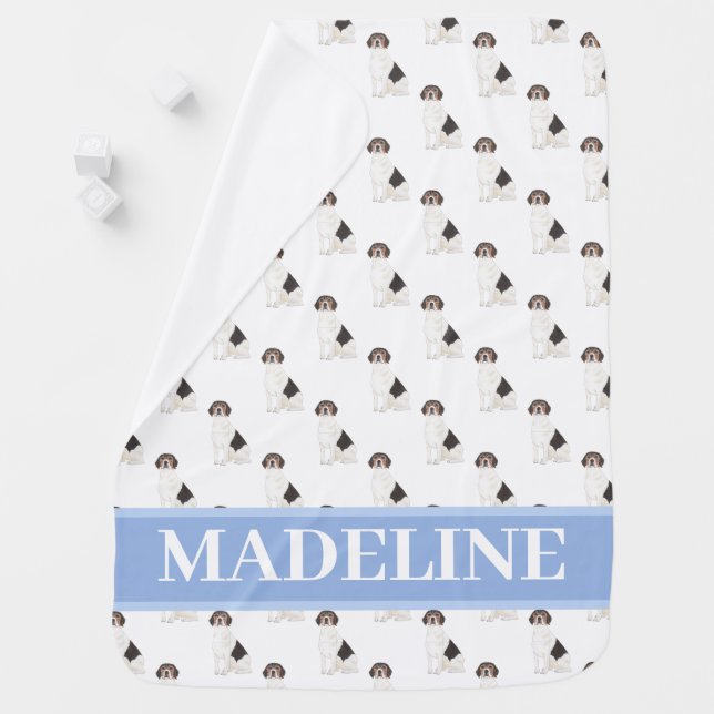 Personalized Beagle Blue & White Baby Blanket (In Situ)