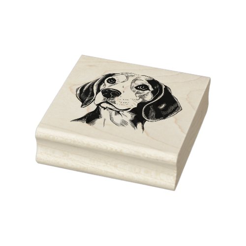 Personalized Beagle Dog Black and White Rubber Stamp