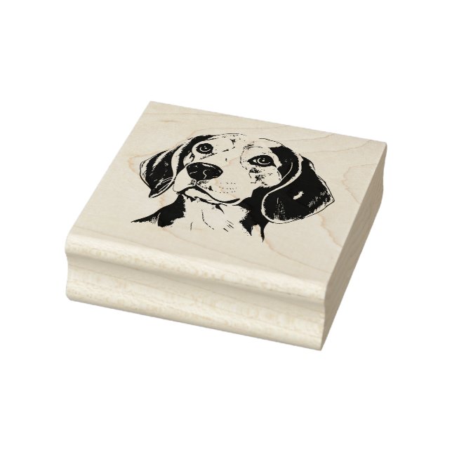 Personalized Beagle Dog Black and White Rubber Stamp (Stamp)