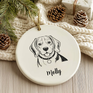 Personalized Beagle Dog Christmas Ceramic Ornament