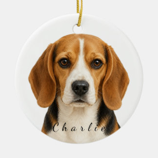 Personalized Beagle Dog Ornament with Custom Name