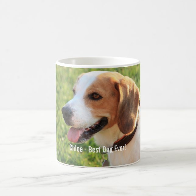 Personalized Beagle Dog Photo and Dog Name Coffee Mug (Center)