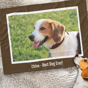 Personalized Beagle Dog Photo and Dog Name Fleece Blanket