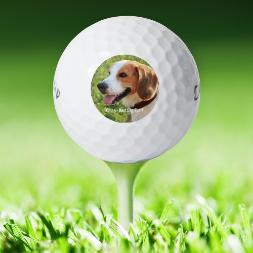 Personalized Beagle Dog Photo and Dog Name Golf Balls