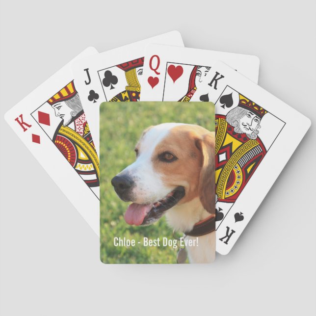 Personalized Beagle Dog Photo and Dog Name Poker Cards (Back)