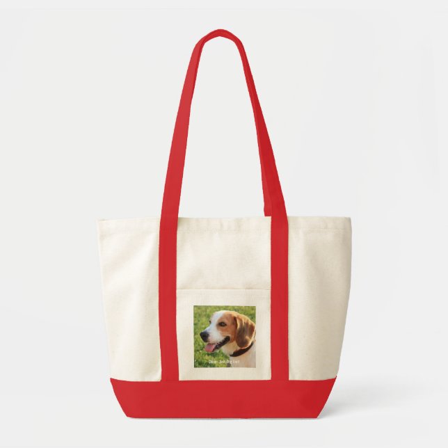 Personalized Beagle Dog Photo and Dog Name Tote Bag (Front)
