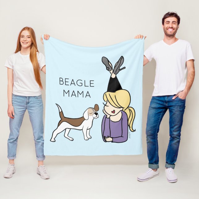 Personalized Beagle Mama  Fleece Blanket (In Situ)