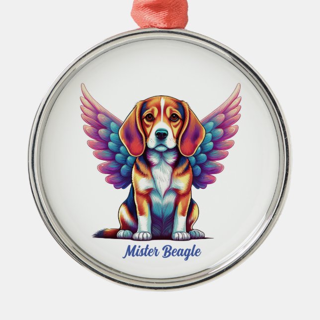 Personalized Beagle Memorial Acrylic Dog Ornament (Front)