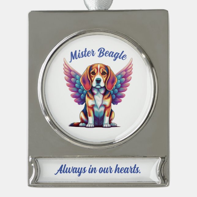 Personalized Beagle Memorial Acrylic Dog Ornament (Front)
