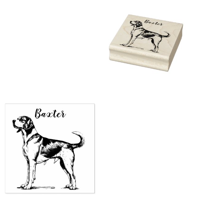 Personalized Beagle Rubber Stamp (Stamped)