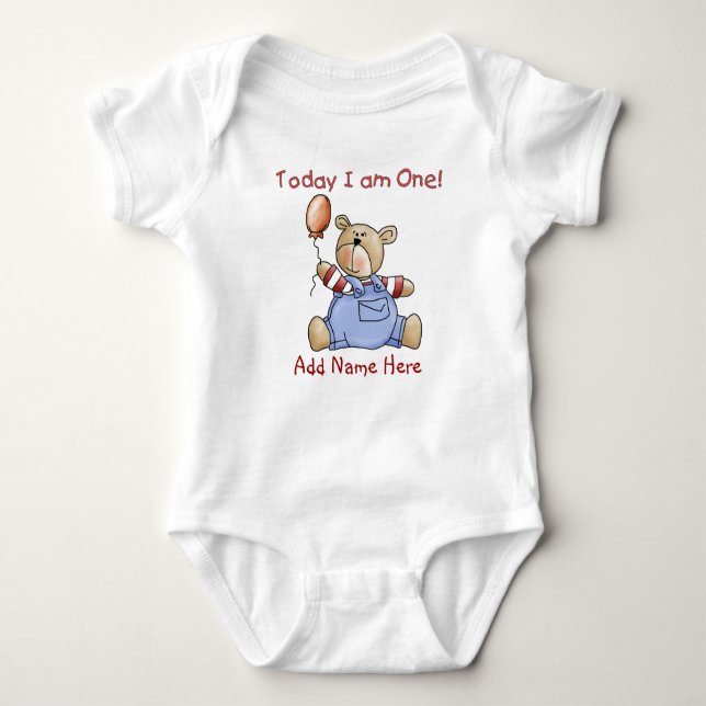 Personalized Bear 1st Birthday Bodysuit and Tshirt (Front)