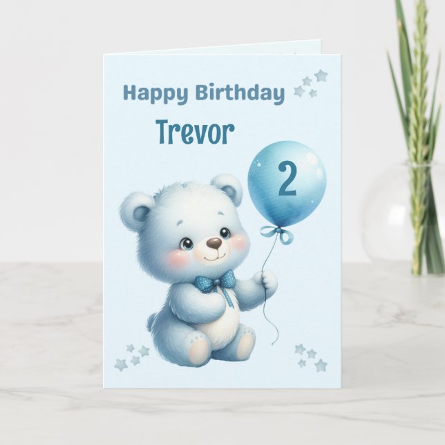 Personalized Bear Childs Birthday Card (Front)