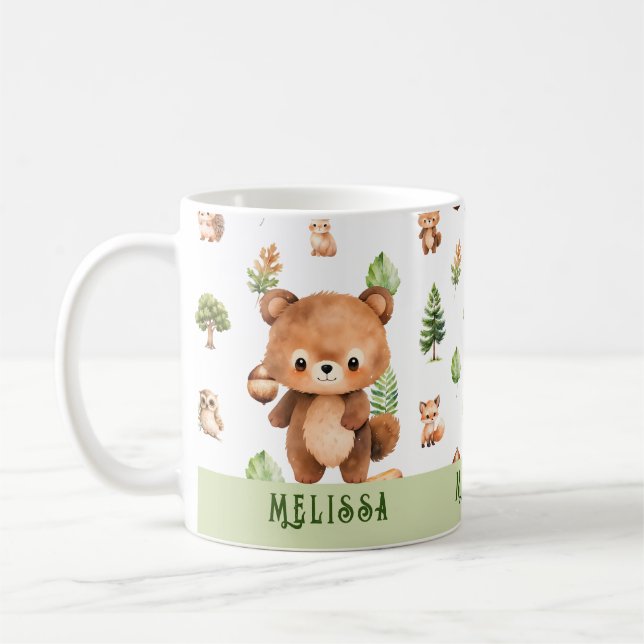 Personalized Bear Cute Animals Coffee Mug (Left)