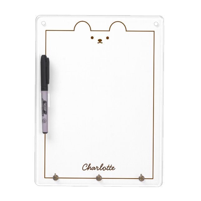 Personalized Bear Dry Erase Board with Keychain (Front)
