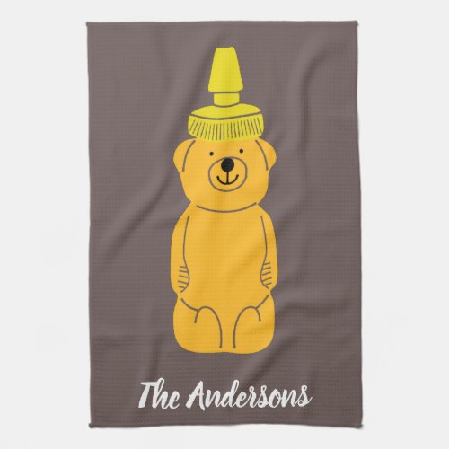 Personalized Bear Honey Bottle Beekeepers Kitchen Towel