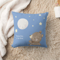 personalized, bear, moon, dream big, baby throw pillow