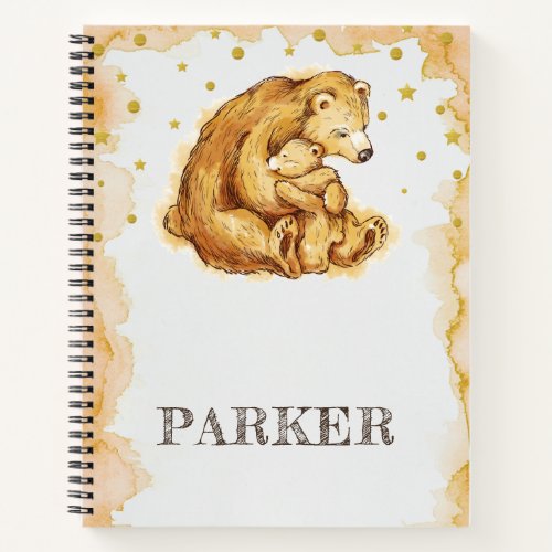 Personalized Bear Watercolor Notebook