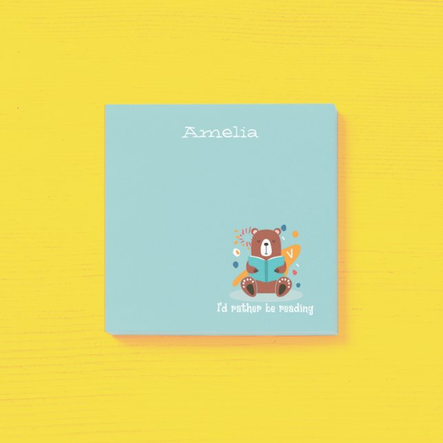 Personalized Bear with Book  Post-it Notes (Creator Uploaded)