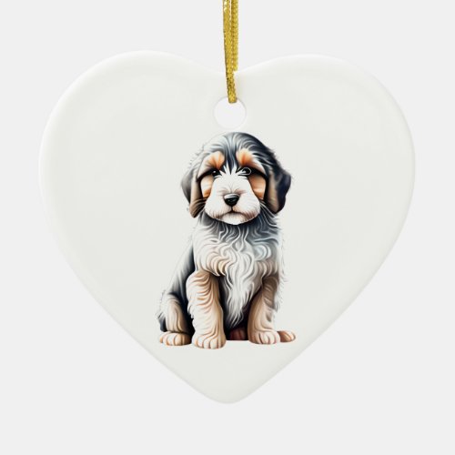 Personalized Bearded Collie Puppy Ceramic Ornament
