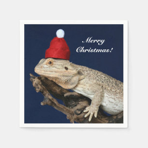 Personalized Bearded Dragon Lizard - Santa Hat Napkins