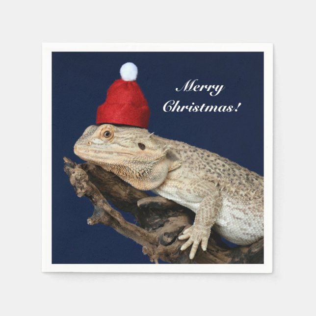 Personalized Bearded Dragon Lizard - Santa Hat Napkins (Front)