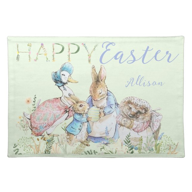 Personalized Beatrix Potter Rabbit Peter Easter  Cloth Placemat (Front)