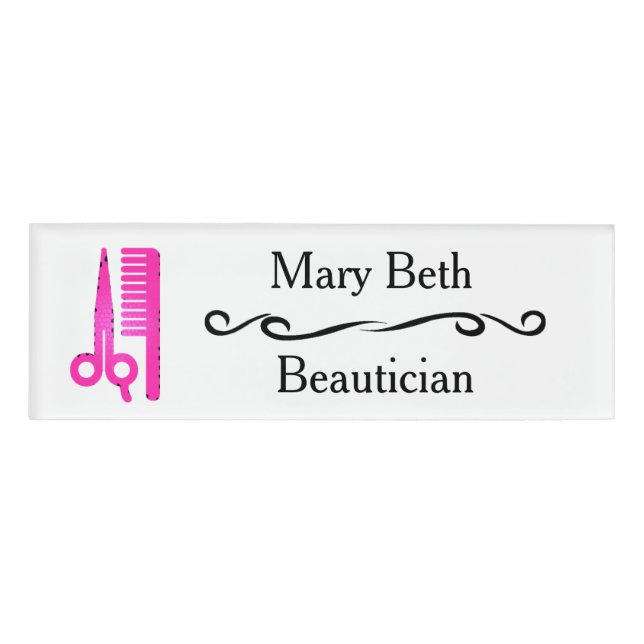 Personalized Beautician Beauty Salon Name Tags (Front)