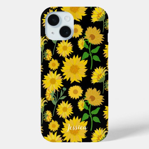 Personalized Beautiful and Vibrant Sunflower iPhone 15 Case