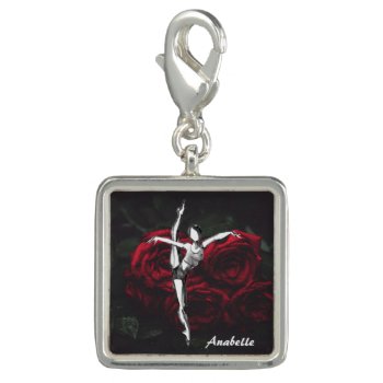 Personalized Beautiful Ballerina And Roses Ballet Charm by StuffByAbby at Zazzle