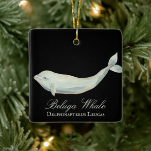 Personalized Beautiful Beluga Whale Christmas Ceramic Ornament
