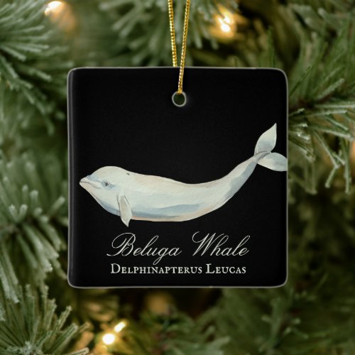 Personalized Beautiful Beluga Whale Christmas Ceramic Ornament