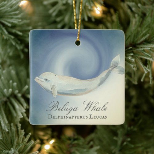 Personalized Beautiful Beluga Whale Christmas Ceramic Ornament