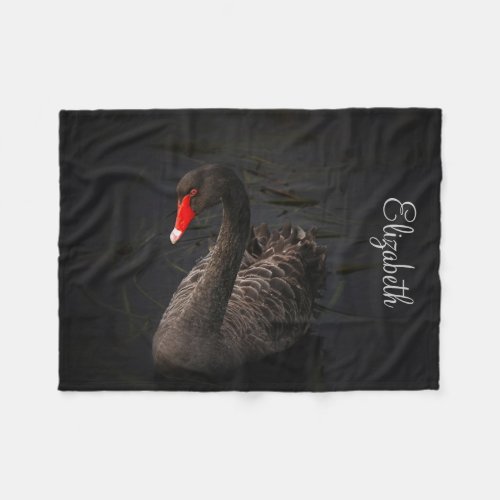 Personalized Beautiful Black Swan Fleece Blanket