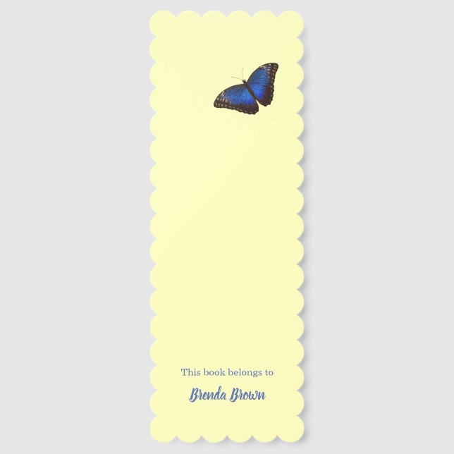 Personalized Beautiful Blue Morpho Butterfly Bookmarks (Front)