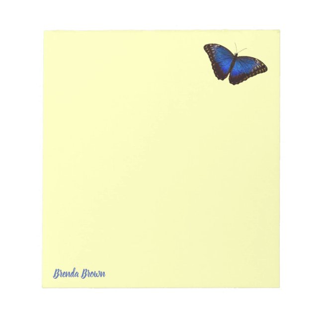 Personalized Beautiful Blue Morpho Butterfly Notepad (Front)