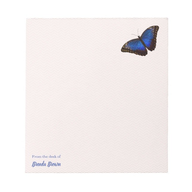 Personalized Beautiful Blue Morpho Butterfly Notepad (Front)