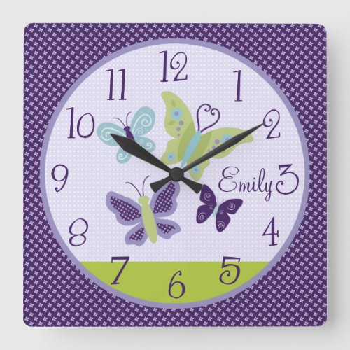 Personalized Beautiful Butterflies Nursery Clock