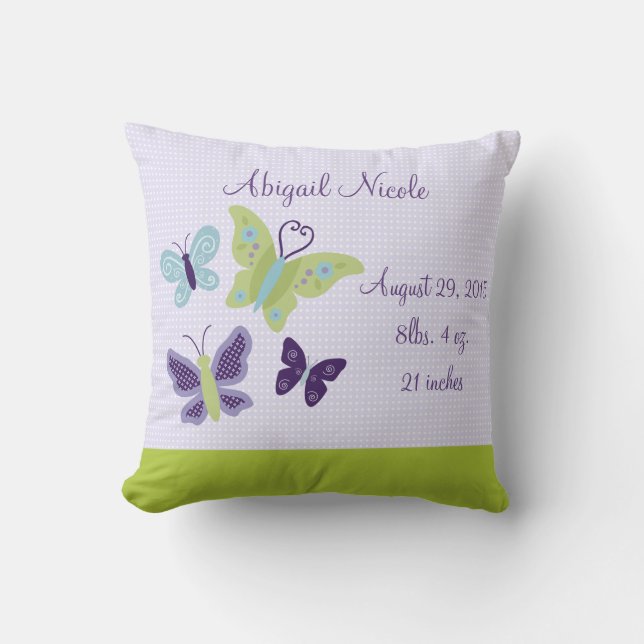 Personalized Beautiful Butterflies Pillow Keepsake (Front)