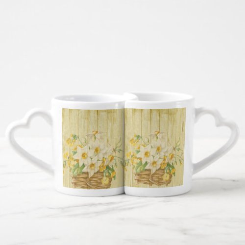 Personalized beautiful colorful daffodils coffee mug set