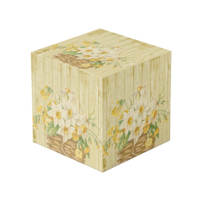 Personalized beautiful colorful daffodils cube (Front Angled)