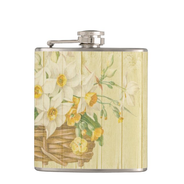 Personalized beautiful colorful daffodils flask (Front)