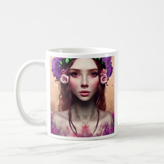 Personalized Beautiful Enchantress Fantasy AI Art Coffee Mug (Left)