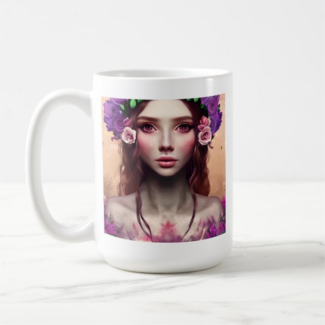 Personalized Beautiful Enchantress Fantasy AI Art Coffee Mug (Left)
