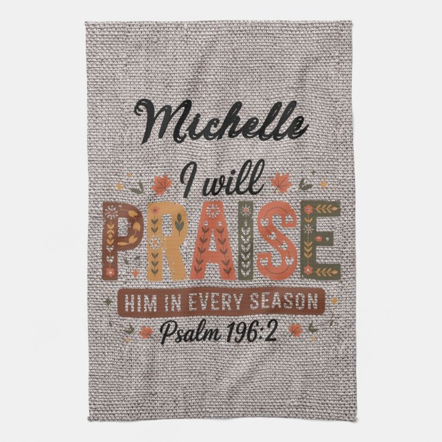 Personalized Beautiful Fall/Thanksgiving Christian Kitchen Towel (Vertical)