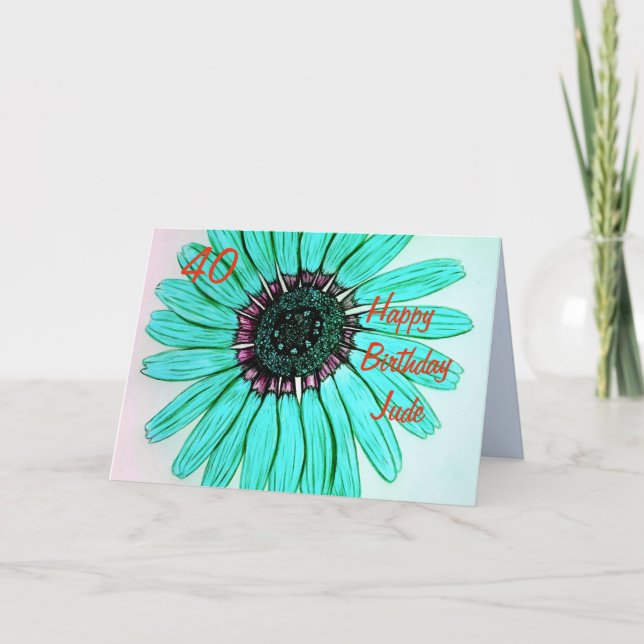 Personalized Beautiful Flower Happy Birthday Card (Front)