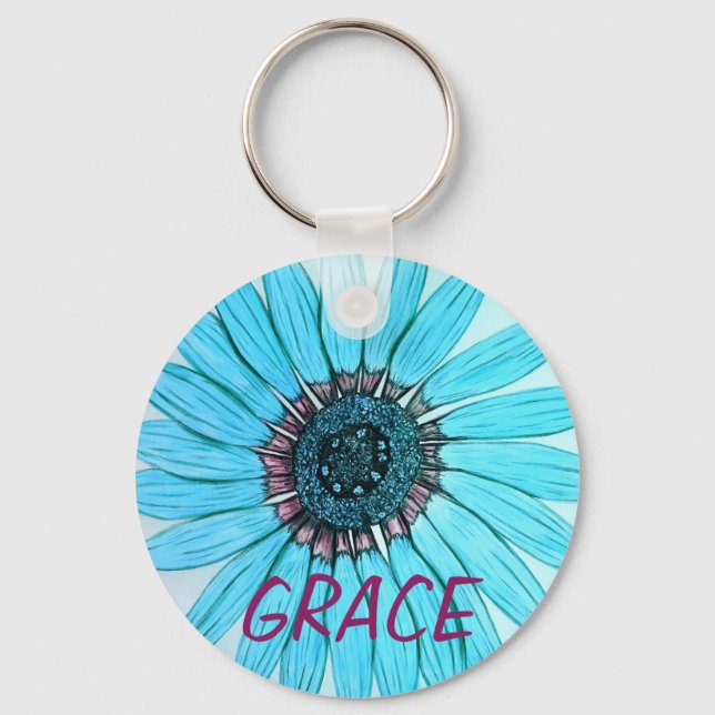 Personalized Beautiful Flower Keychain (Front)